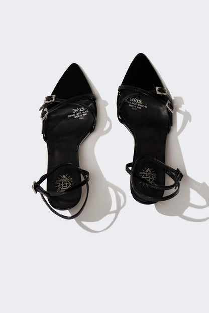 Woman Faux Leather Heeled Sandals - -