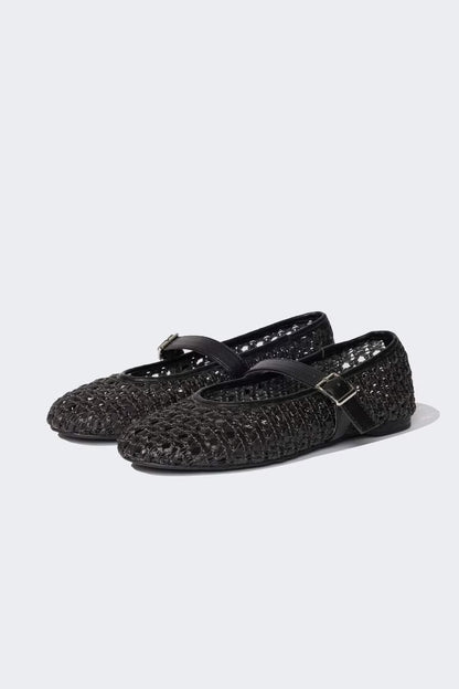 Woman Faux Leather Ballerina Flat Shoes - -