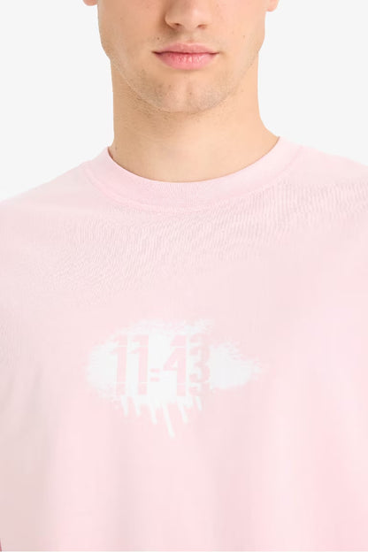 Cotton Boxy Fit Crew Neck Printed T-Shirt - -