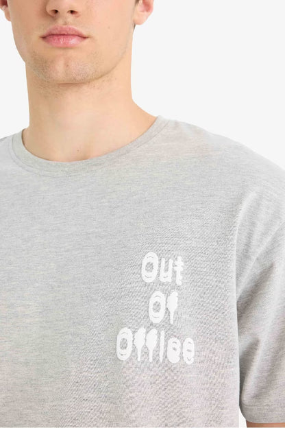 Boxy Fit Crew Neck Printed Short Sleeve T-Shirt - -