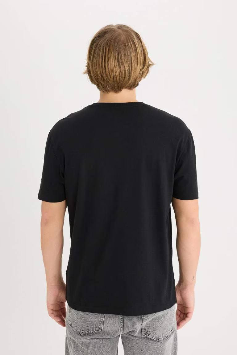 Regular Fit Crew Neck Printed Short Sleeve T-Shirt - -