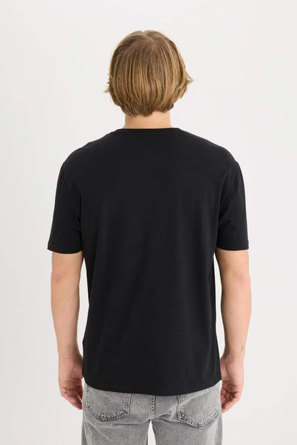 Regular Fit Crew Neck Printed Short Sleeve T-Shirt - -