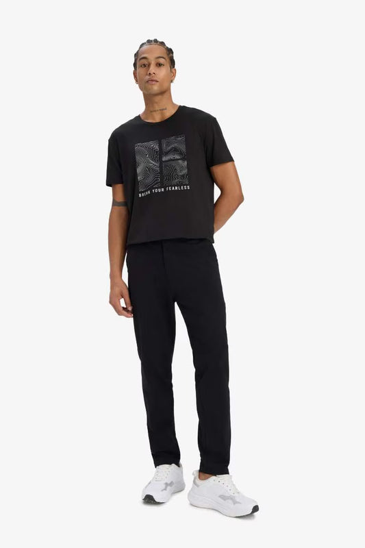 DeFactoFit Standard Fit Crew Neck Printed Sports T-Shirt - -