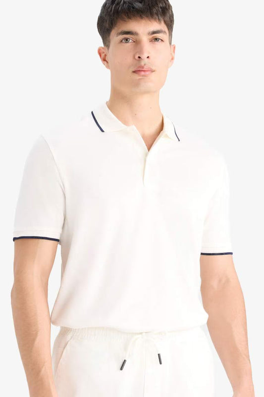 Regular Fit Short Sleeve Pique Polo T-Shirt - -