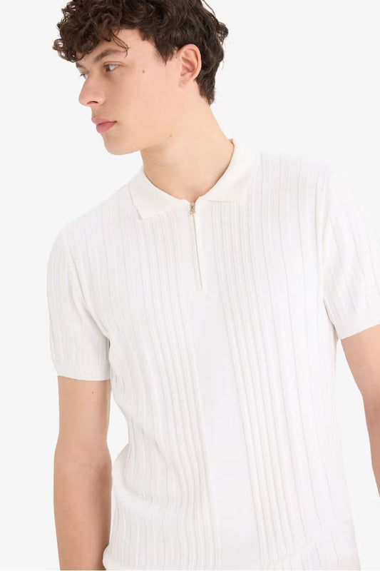 Standard Fit Knitwear Polo T-Shirt - -