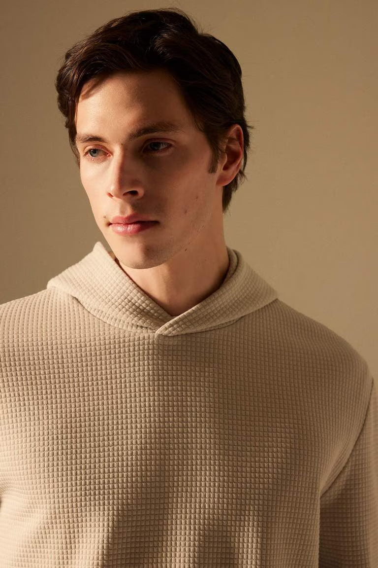 Oversize Fit Long Sleeve Sweatshirt - - Beige