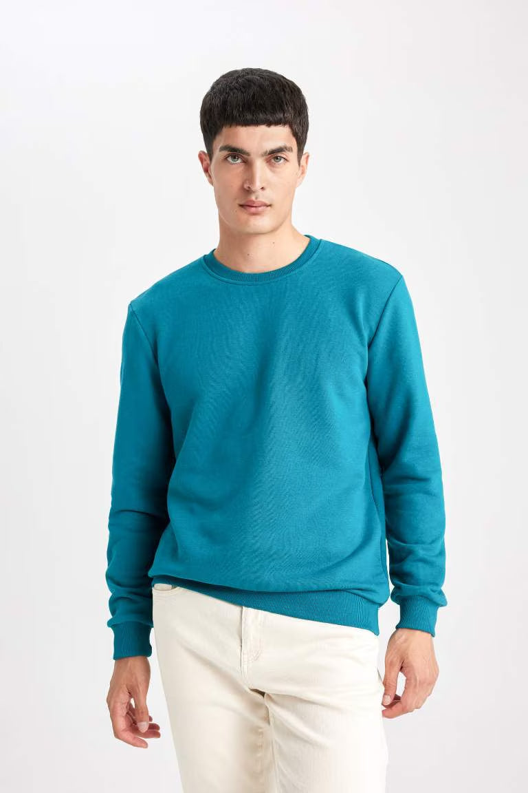 Regular Fit Sweatshirt - - Turquoise blue