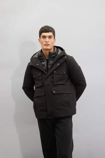 Slim Fit Hooded Waterproof Jacket - -