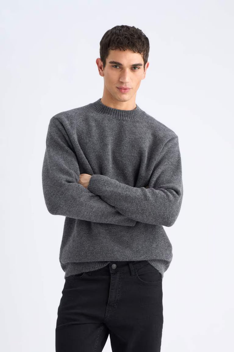 Relax Fit Crew Neck Knitwear Pullover - -