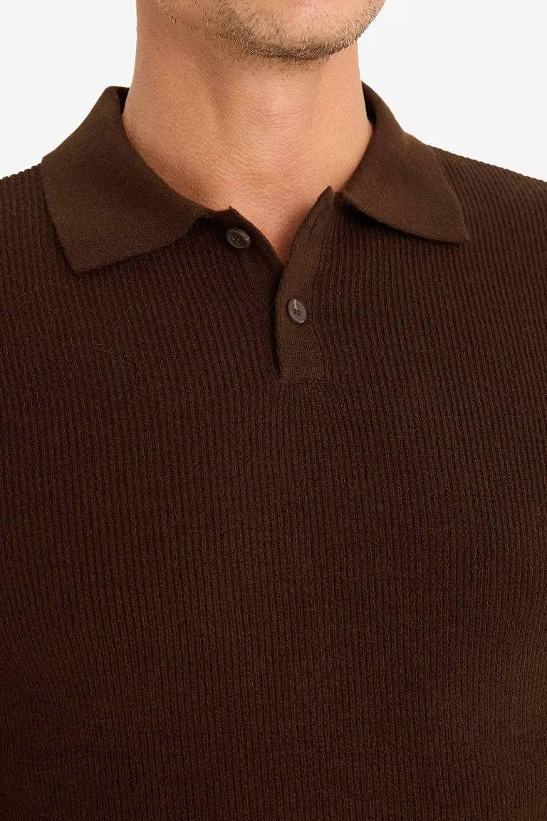 Standard Fit Polo Collar Knitwear Pullover - -