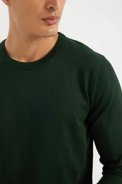 Standard Fit Crew Neck Basic Knitwear Pullover - -