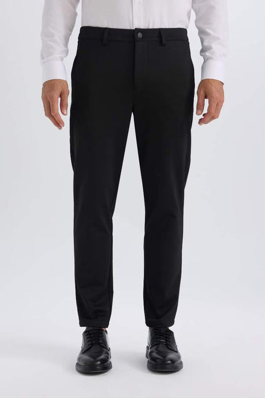 Basic Straight Leg Summer Fabric Joggers - - Black