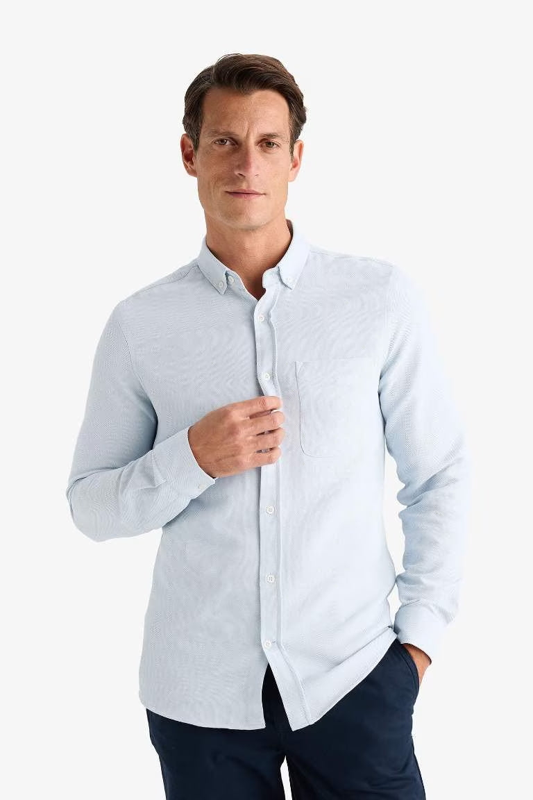 Slim Fit Polo Shirt Long Sleeve Shirt - -