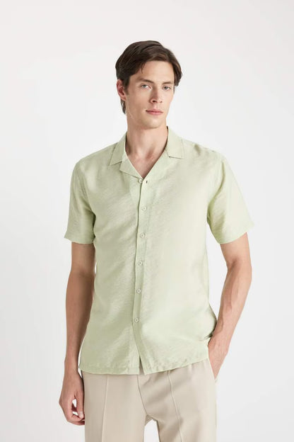 Modern Fit Summer Polo Neck Basic Aerobin Shirt - - Green