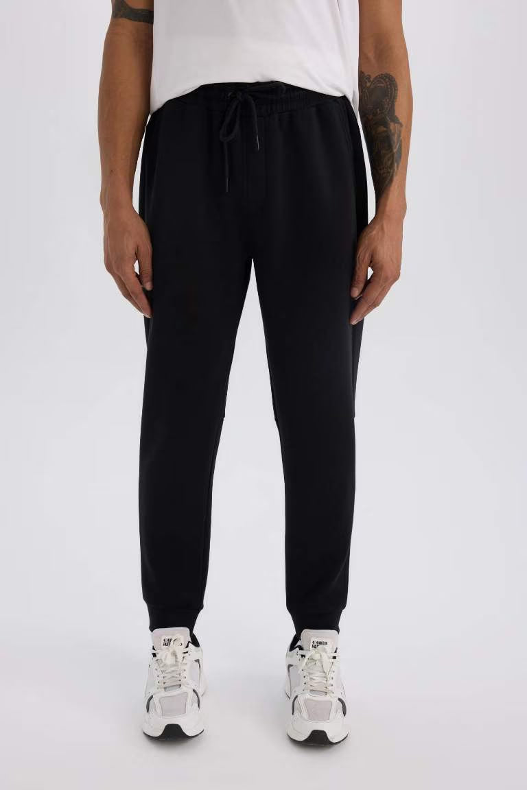 DeFactoFit Standard Fit Scuba Diver Fabric Jogger Sweatpants - - Black