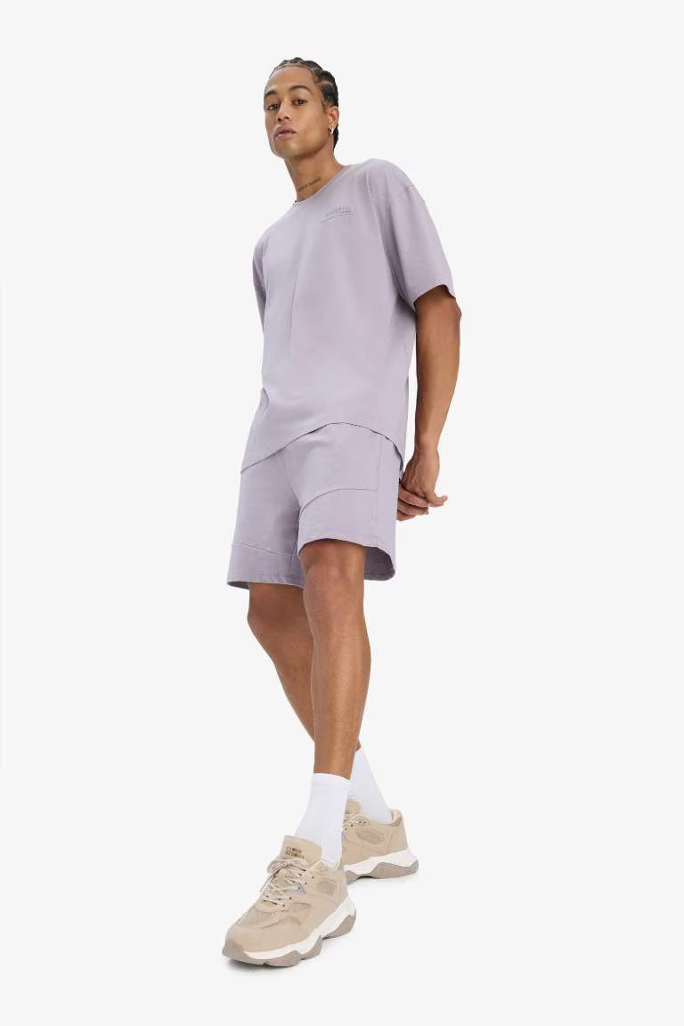 DeFactoFit Standard Fit Sports Waist Tied Shorts - - lavender