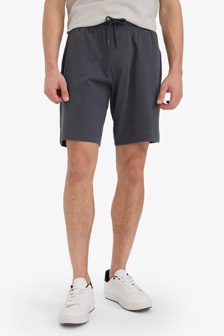 Slim Fit Thin Sweatshirt Fabric Shorts - - anthracite