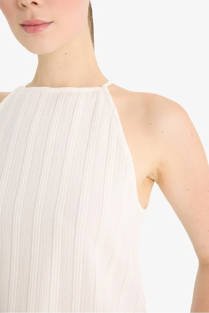 Regular Fit Crew Neck Crepe Blouse - -