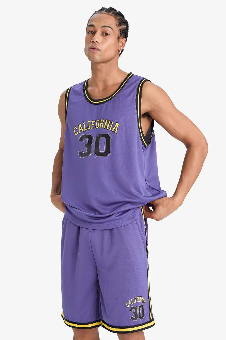 DeFactoFit Fast Drying Standard Fit Printed Sports Tank Top - - Purple