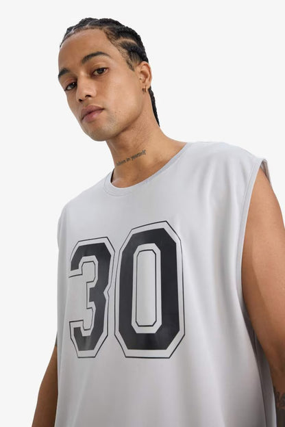 DeFactoFit Fast Drying Breathable Boxy Fit Printed Sports Tank Top - -