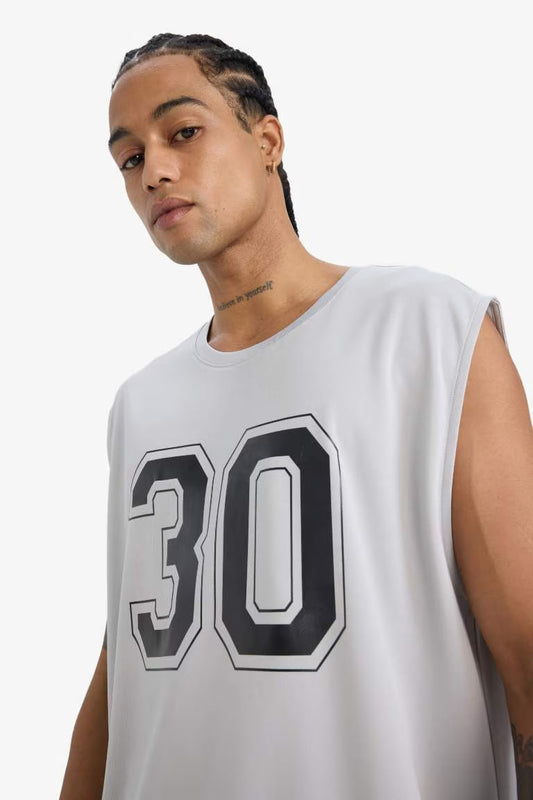 DeFactoFit Fast Drying Breathable Boxy Fit Printed Sports Tank Top - -