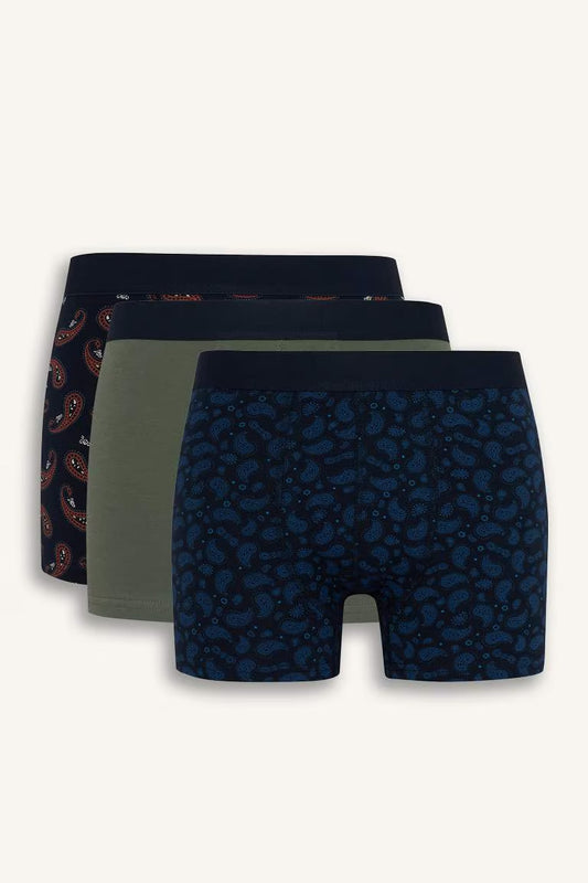 Regular Fit Striped 3 Piece Boxers - - Navy
