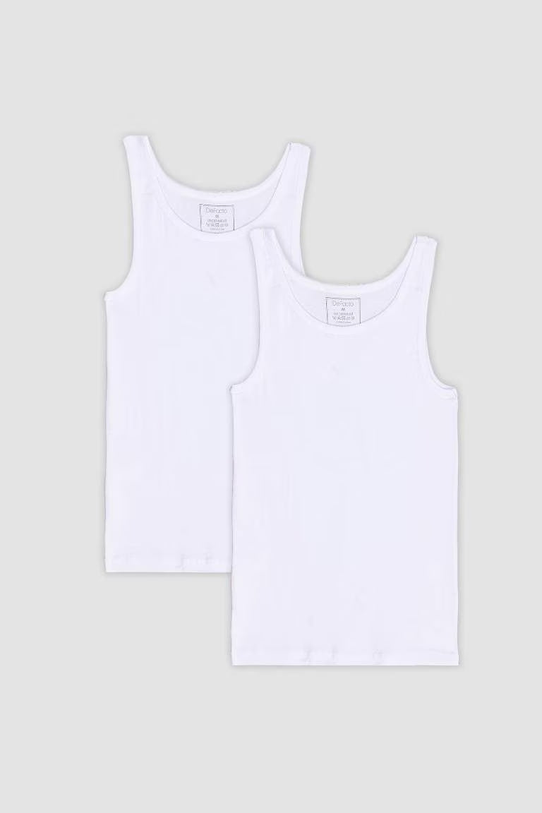 Slim Fit Camisole 2 Piece Undershirt - - White
