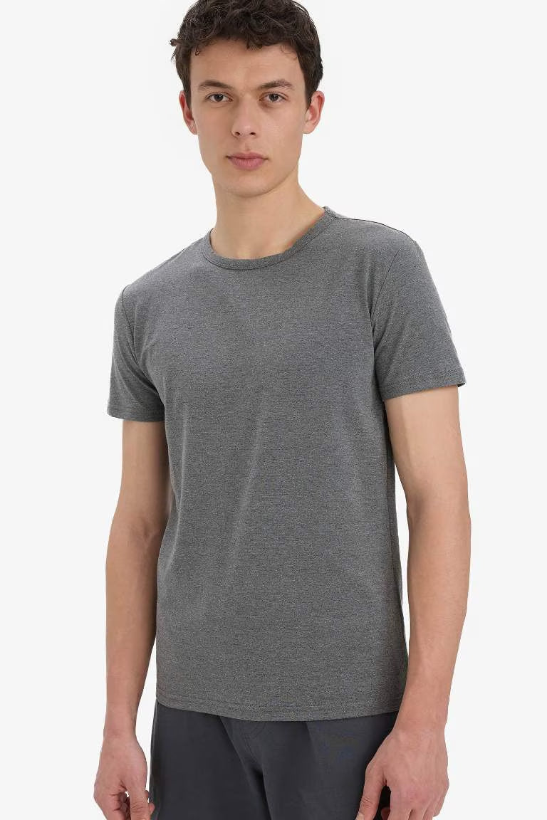 Slim Fit Short Sleeve Knitted Tops - - anthracite