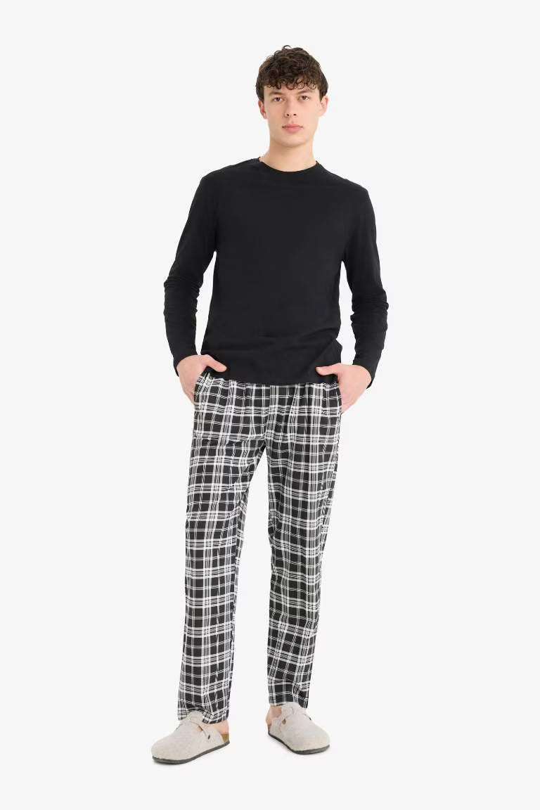 Regular Fit Checkered Long Sleeve 2 Piece Set - -