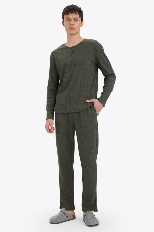 Corduroy Top Long Bottom 2 Piece Pajama Set - -