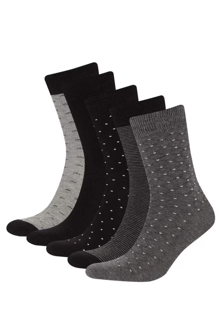 Boy 5 Piece Cotton Long Socks - -