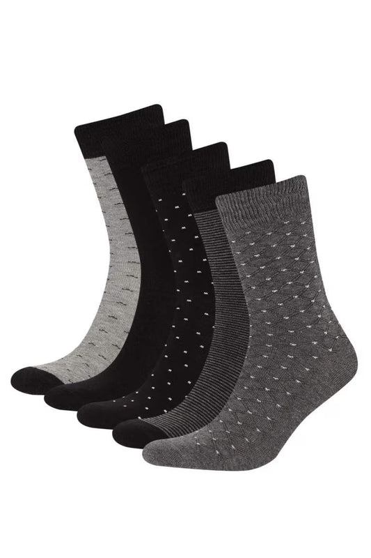 Boy 5 Piece Cotton Long Socks - -