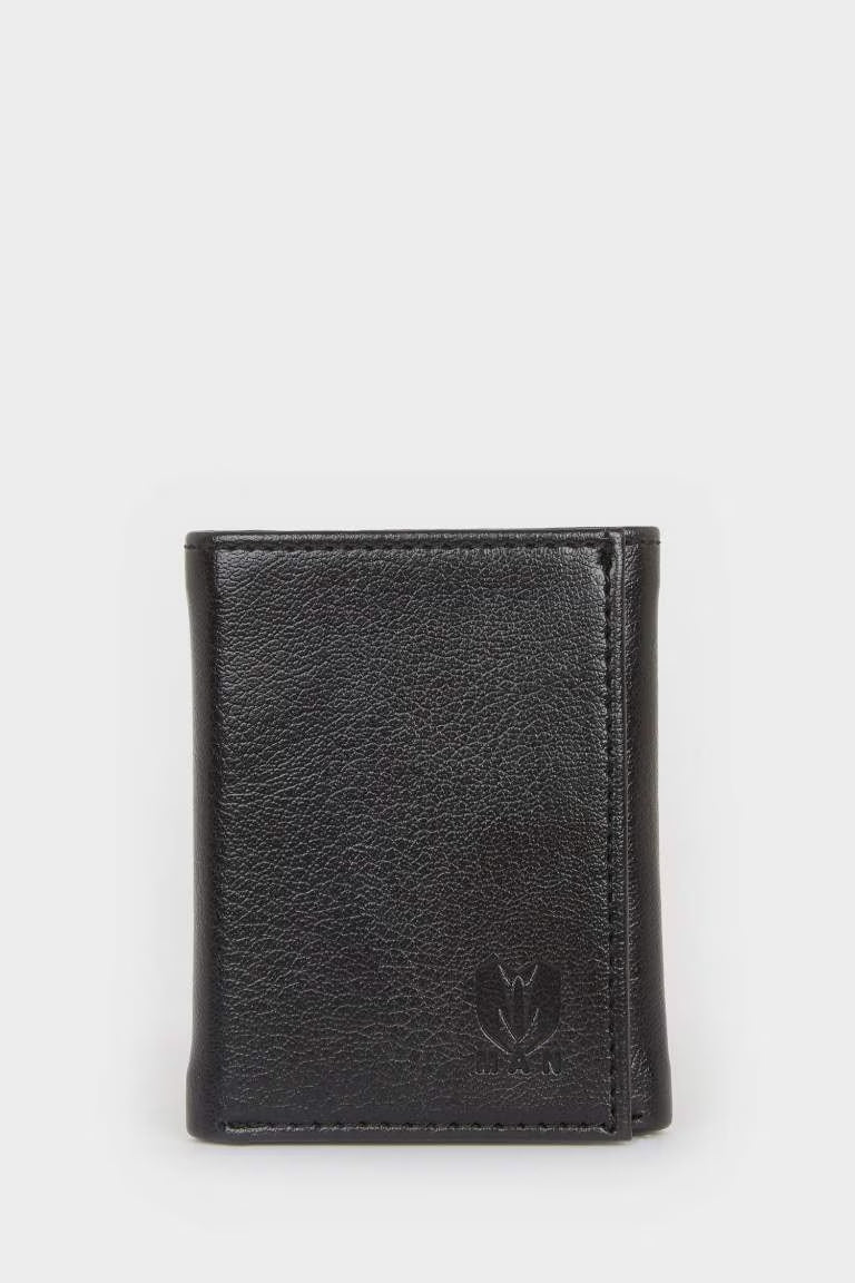 Man Faux Leather Wallets - - Black