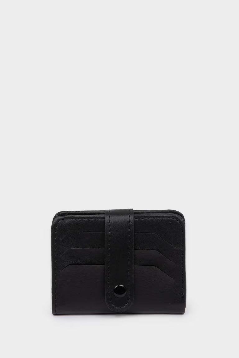 Man Faux Leather Wallets - - Black