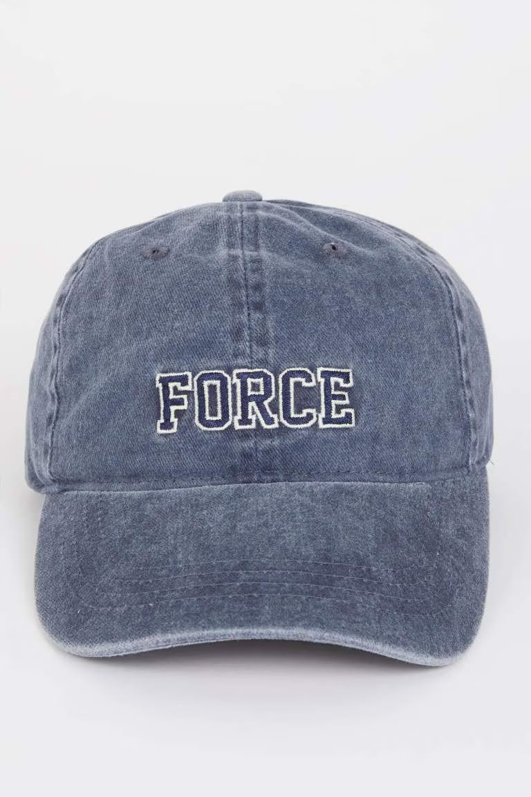 Man Embroidered Embroidered Denim Baseball Basketball Cap - - Denim