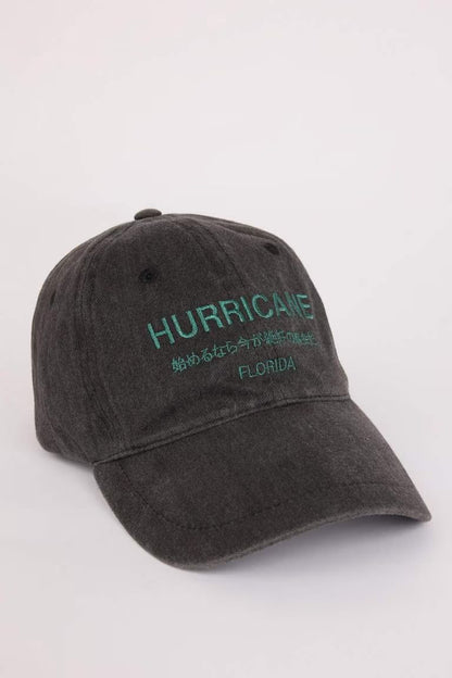 Man Label Printed Woven Baseball Cap - - anthracite