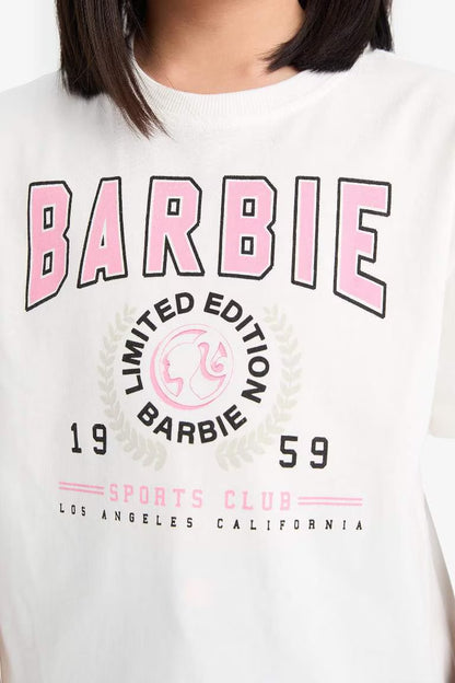 Girl Barbie Relax Fit Crew Neck Short Sleeve T-Shirt - -