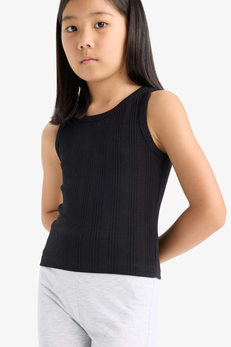 Girl Slim Fit Basic Camisole Tank Top - - Black