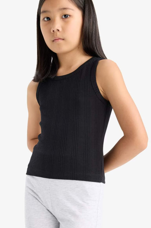 Girl Slim Fit Basic Camisole Tank Top - - Black