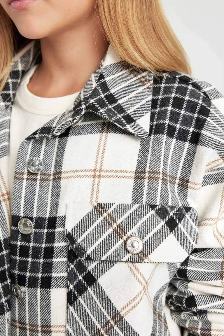 Girl Double Pocket Crop Jacket - -