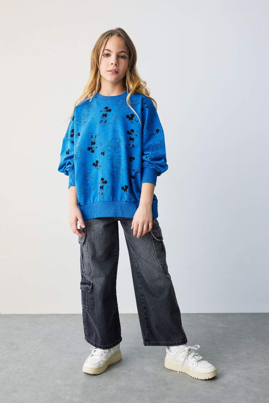 Girl Disney Mickey & Minnie Oversize Fit Sweatshirt - -
