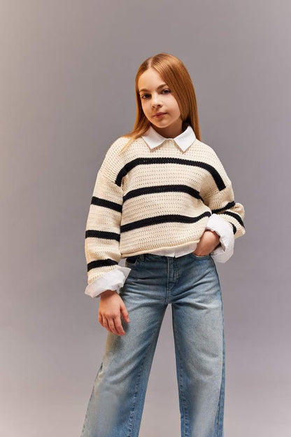 Girl Regular Fit Crew Neck Pullover - -