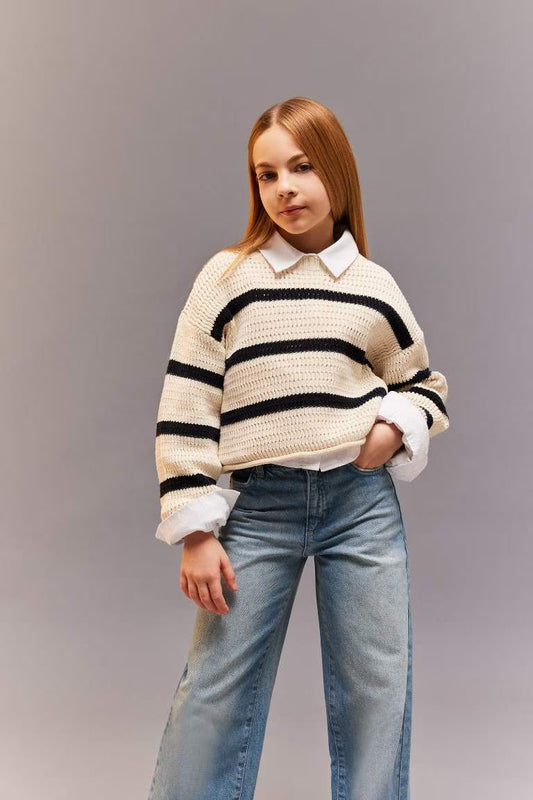 Girl Regular Fit Crew Neck Pullover - -