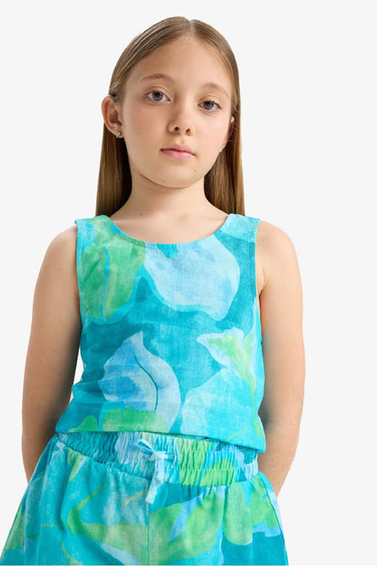Girl Short Sleeve Blouse - - Floral