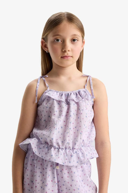 Girl Short Sleeve Blouse - - Floral