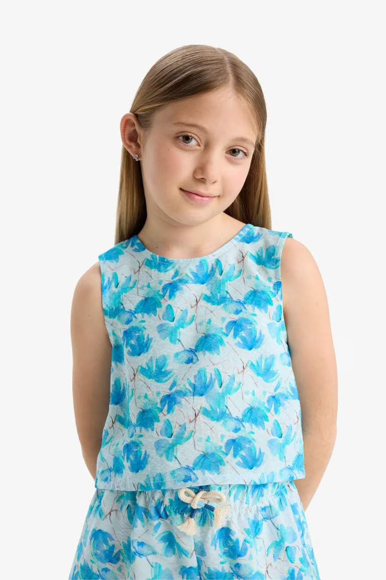 Girl Short Sleeve Blouse - - sky