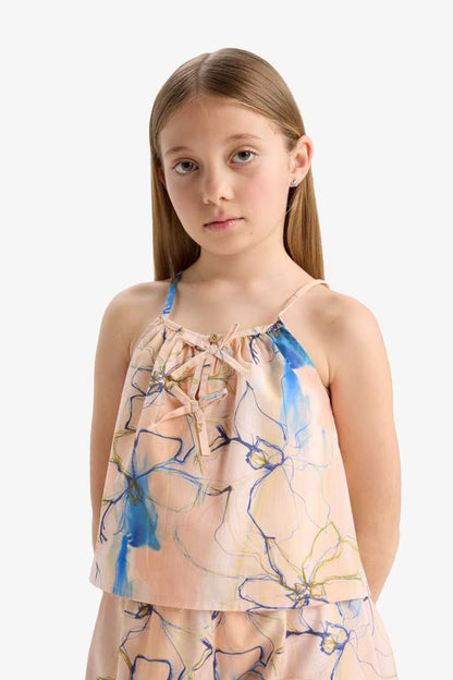 Girl Short Sleeve Blouse - - Salmon