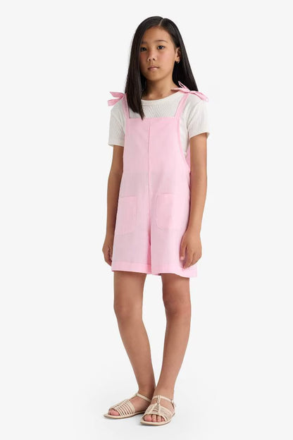 Girl Viscose Suspender Jumpsuit - - Pink