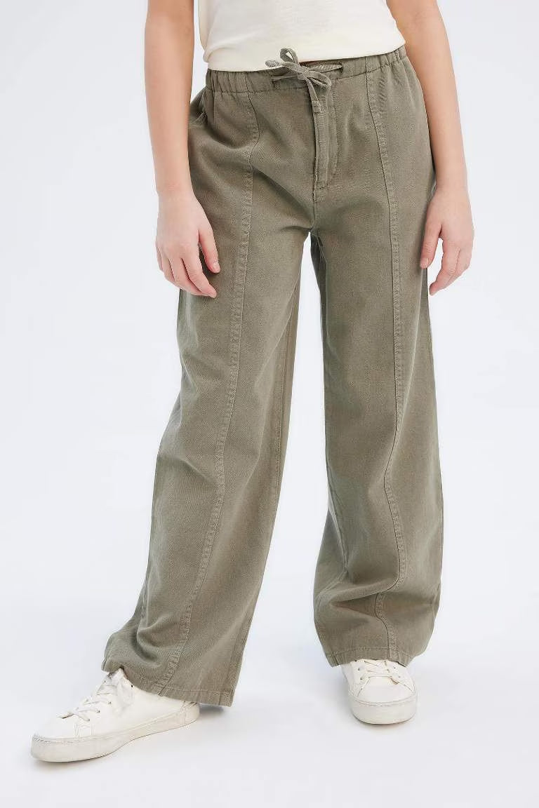 Girl Cotton Wide Leg Trousers - -