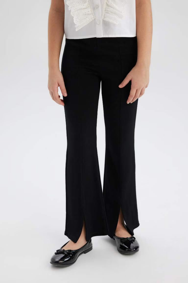 Girl Flare Fit Slit Pants - - Black